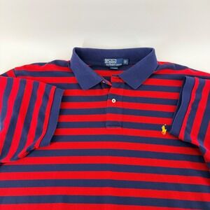 Polo Ralph Lauren Striped Polo Shirt Big & Tall 2XL Red Navy Blue Cotton Pique